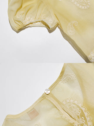 Yellow Paisley Sheer Layered Dress Set