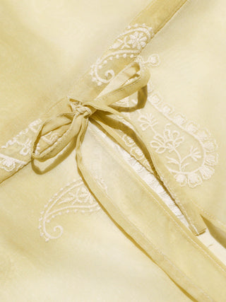 Yellow Paisley Sheer Layered Dress Set