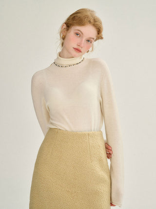 Base High Neck Knit Top in minimalist design, perfect for daily wear and versatile styling.
