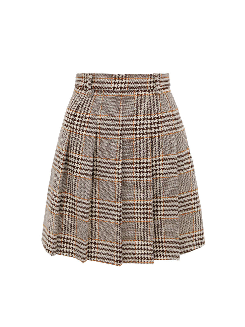 Glencheck pleated skirt