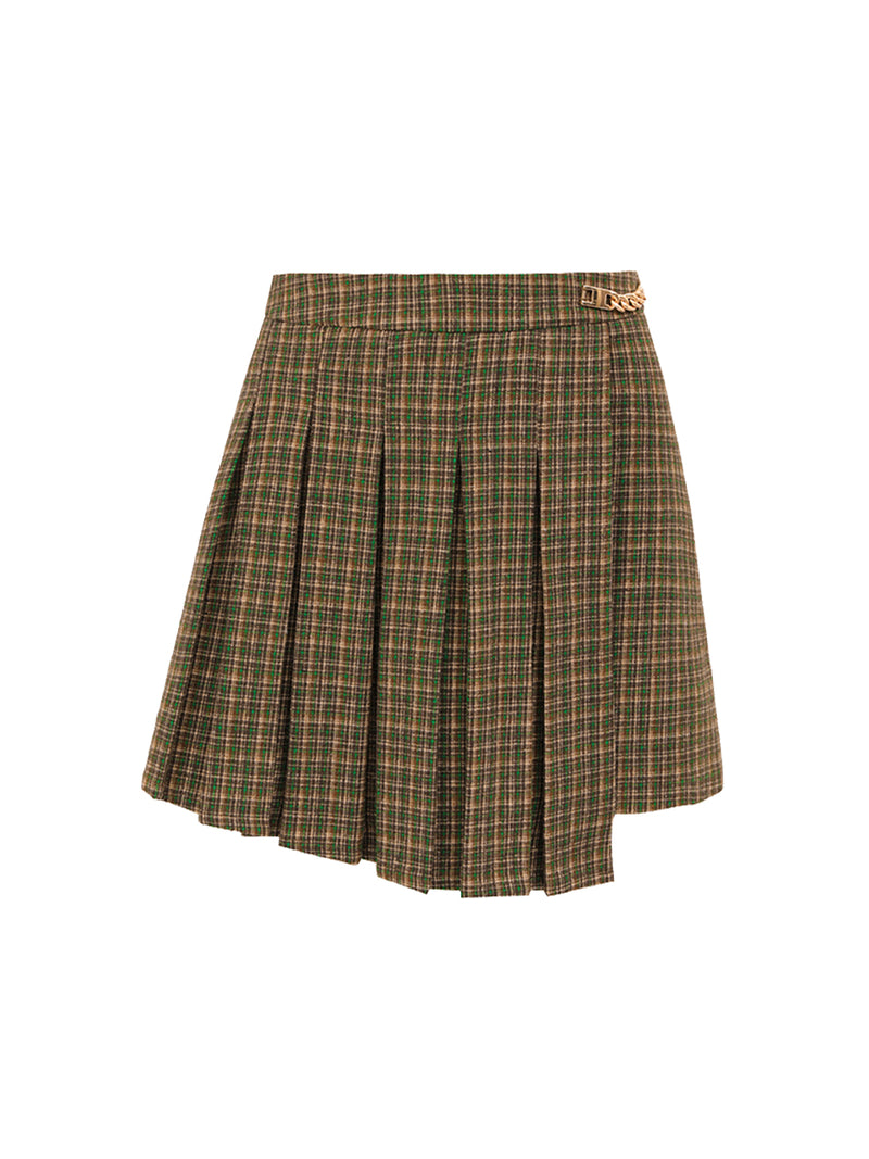 Green check chain skirt