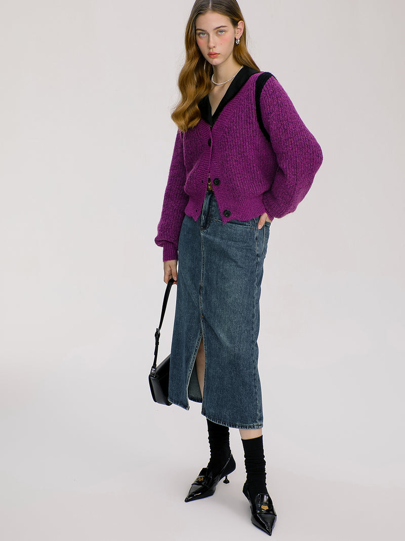 Bonita Color Knit Cardigan (Purple)